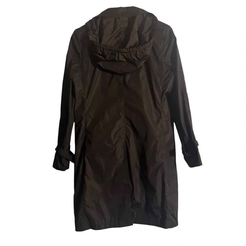 Aquascutum London Brown Long Packable Hooded Rain Coat Womens Size Small - Picture 2 of 15